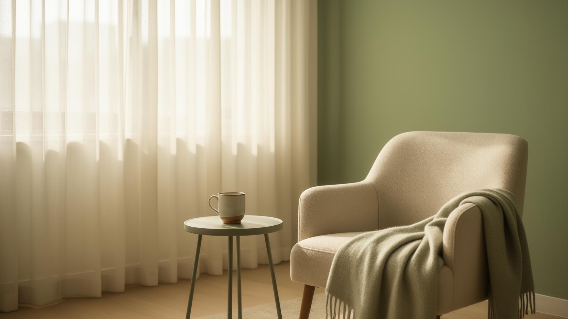 A calm lit room with soft natural light